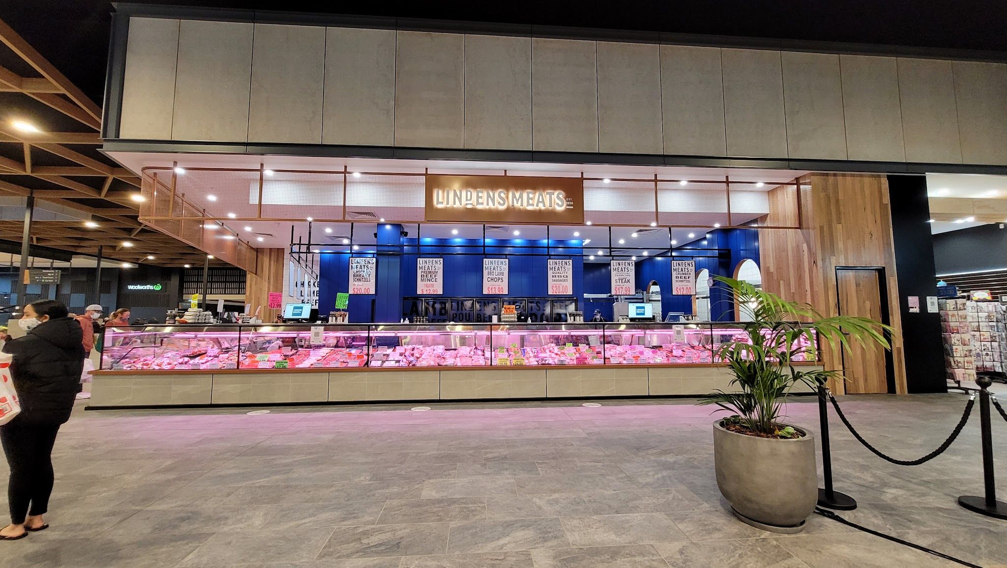 Lindens Meats refrigerated counter at Karingal Hub, fresh cuts on display