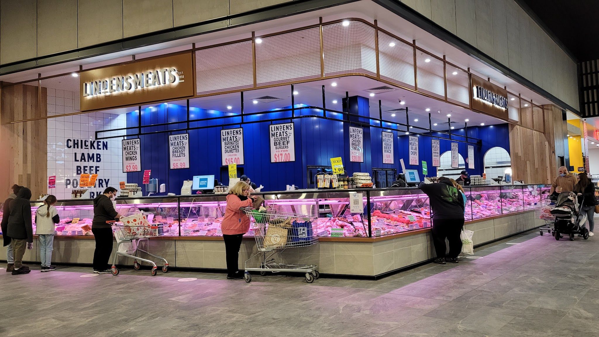 The Karingal Hub Fresh Food Precinct exterior with the Lindens Meats shopfront visible